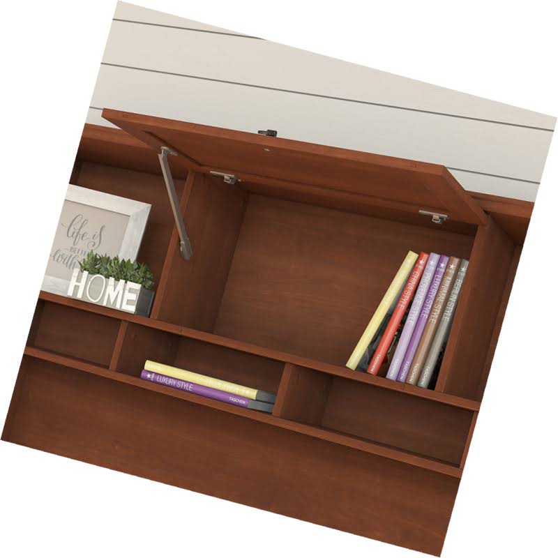 Corner Desk with Hutch and Lateral File Cabinet in Serene Cherry G73696