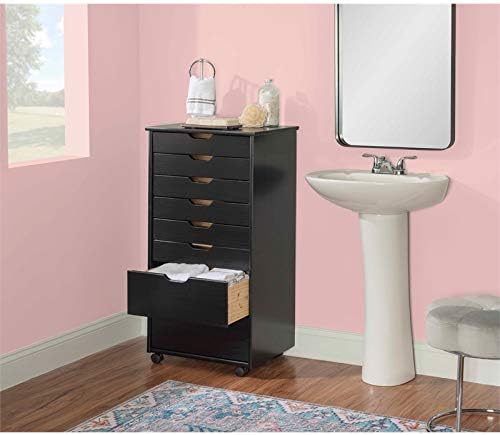 Black 8 Drawer Wood Dresser B8023