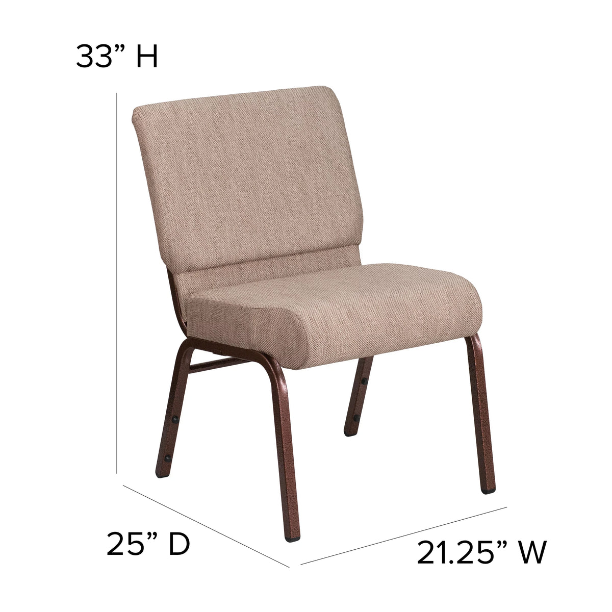 Beige Fabric Stacking Church Chair E864708