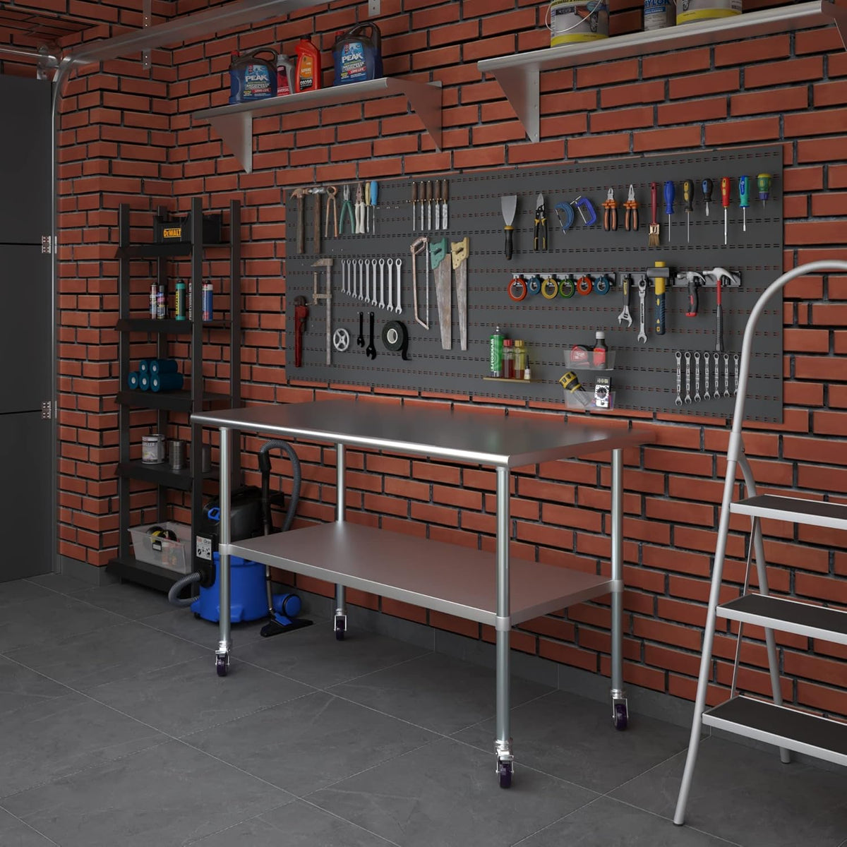 Stainless Steel Work Table with Under-Shelf & 4 Wheels X9108