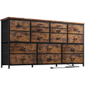 Black 16 Drawer Fabric Dresser TV Stand with Power Outlet P63785