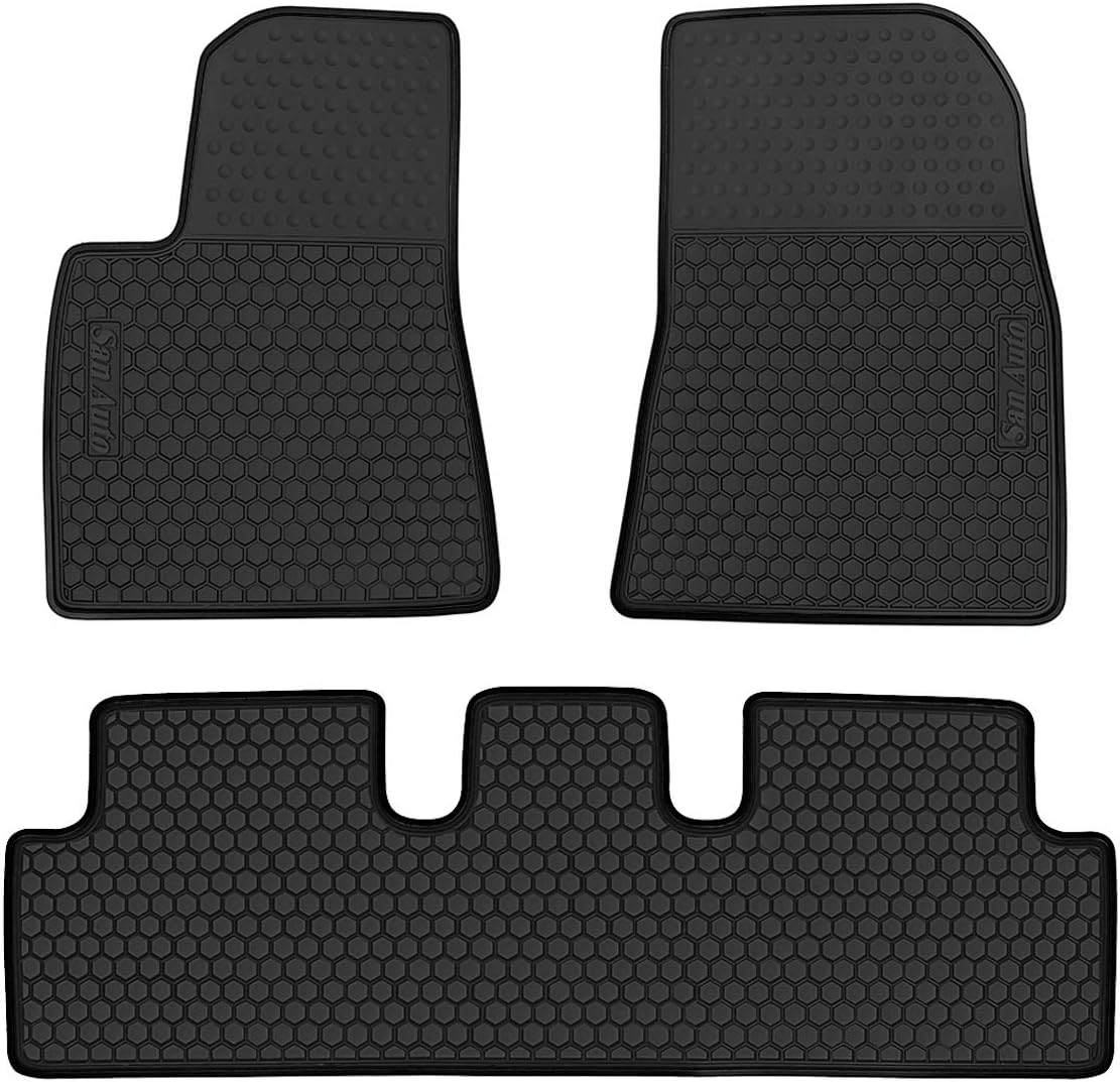 Black Red Rubber Car Floor Mats Set H989730