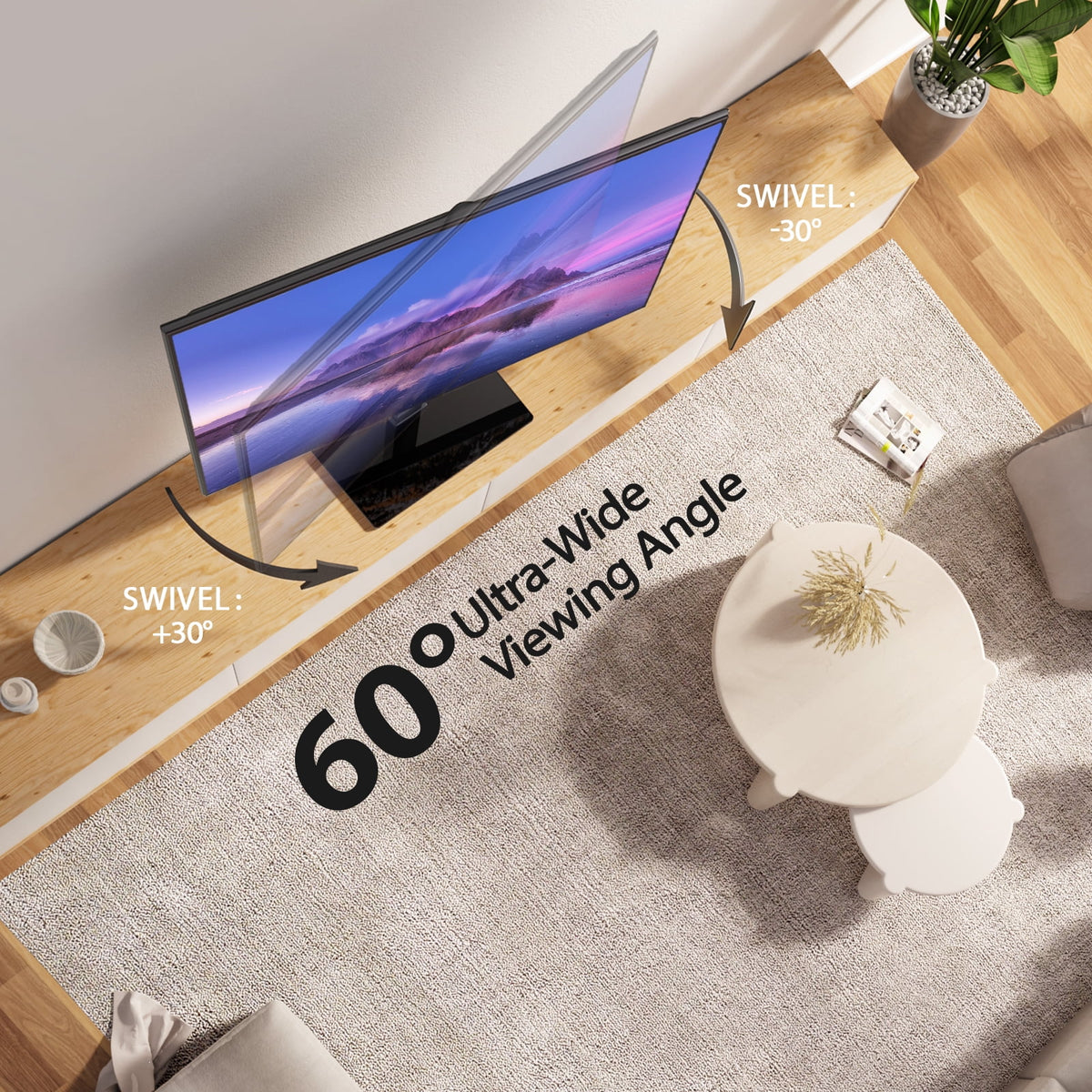 Swivel TV Stand for 37-70 Inch Flat Screen TVs with Tempered Glass Base F734