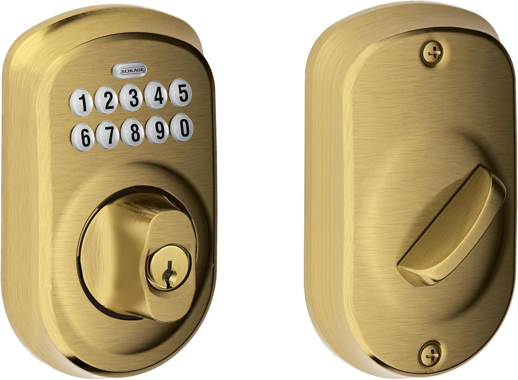 Keypad Deadbolt Electronic Keyless Entry Lock Bright Brass J657178