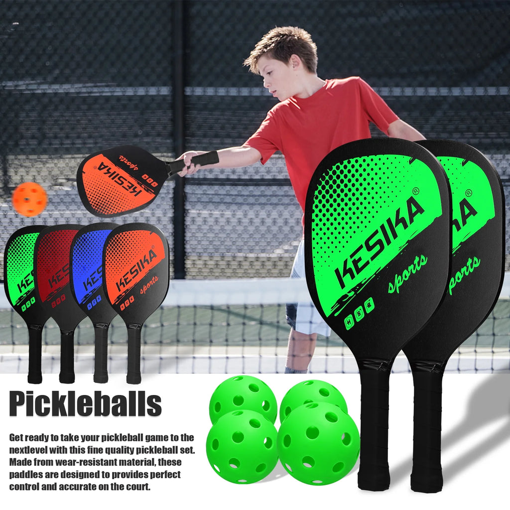Pickleball Paddle Set 2 Rackets & 4 Balls with Carrying Bag S818
