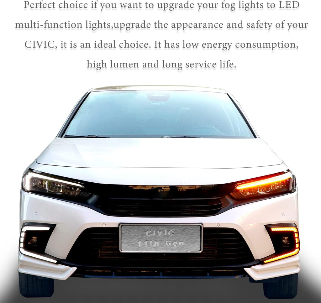 Amber Sequential Turn Signal LED Front Fog Lights for Honda Civic 2022 11th Gen 4-Door Sedan Y367192