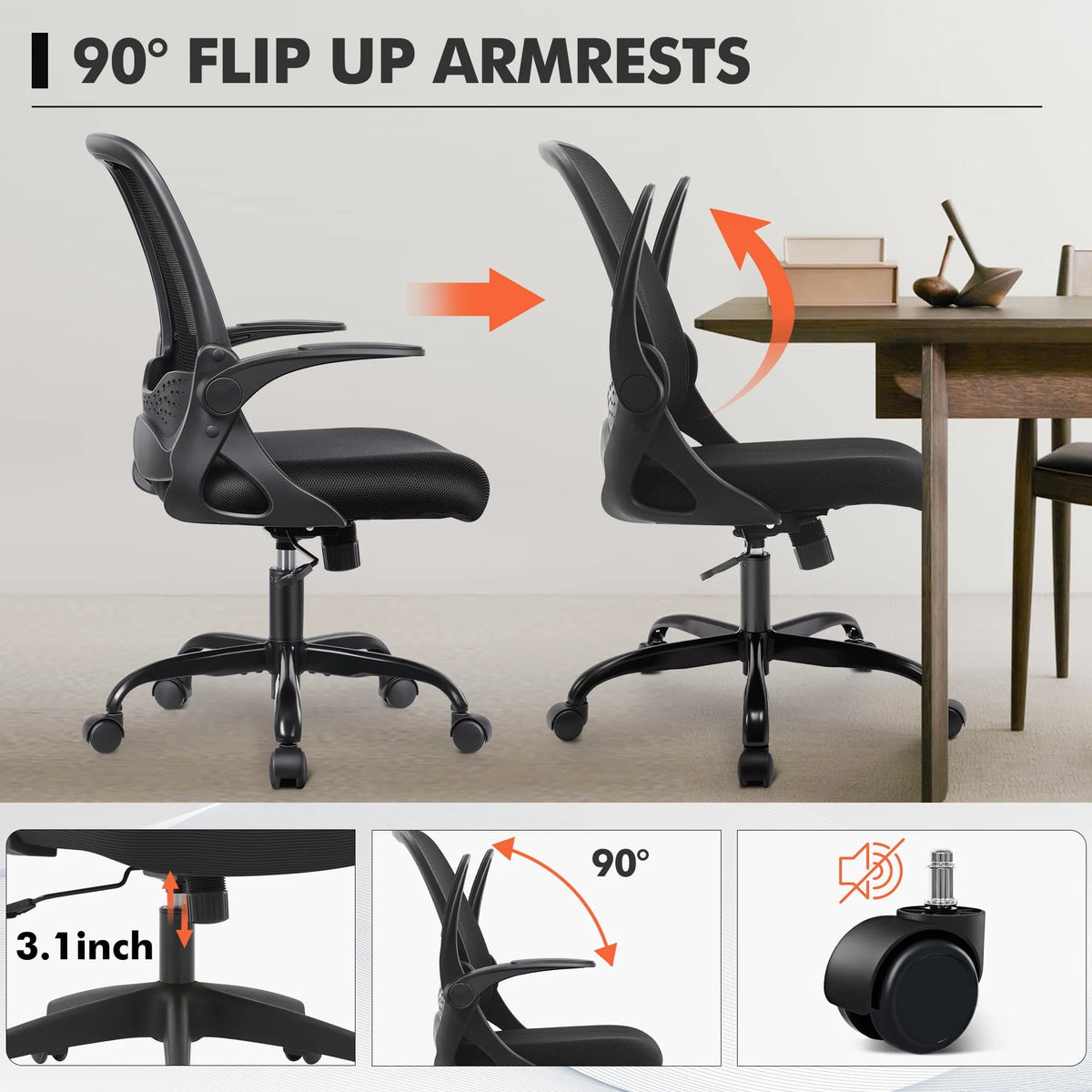 Black Ergonomic Mesh Office Chair W73088