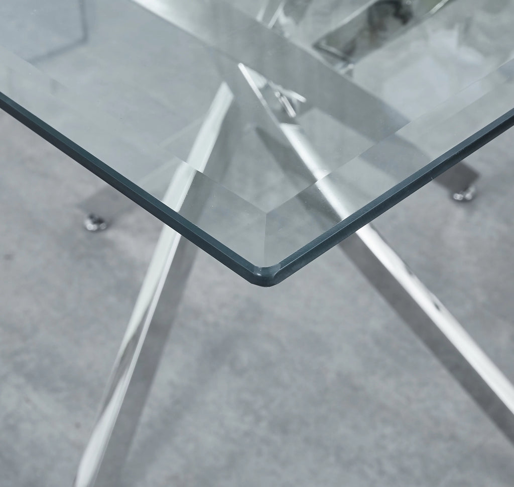 Silver Glass Dining Table 39.4" x 39.4" H462