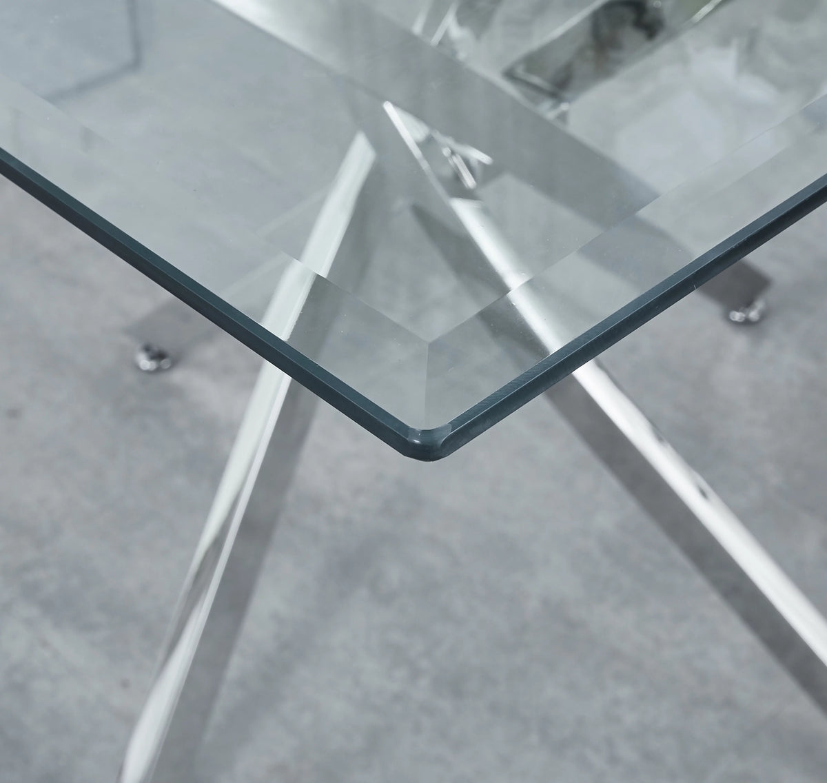 Silver Glass Dining Table 39.4" x 39.4" H462