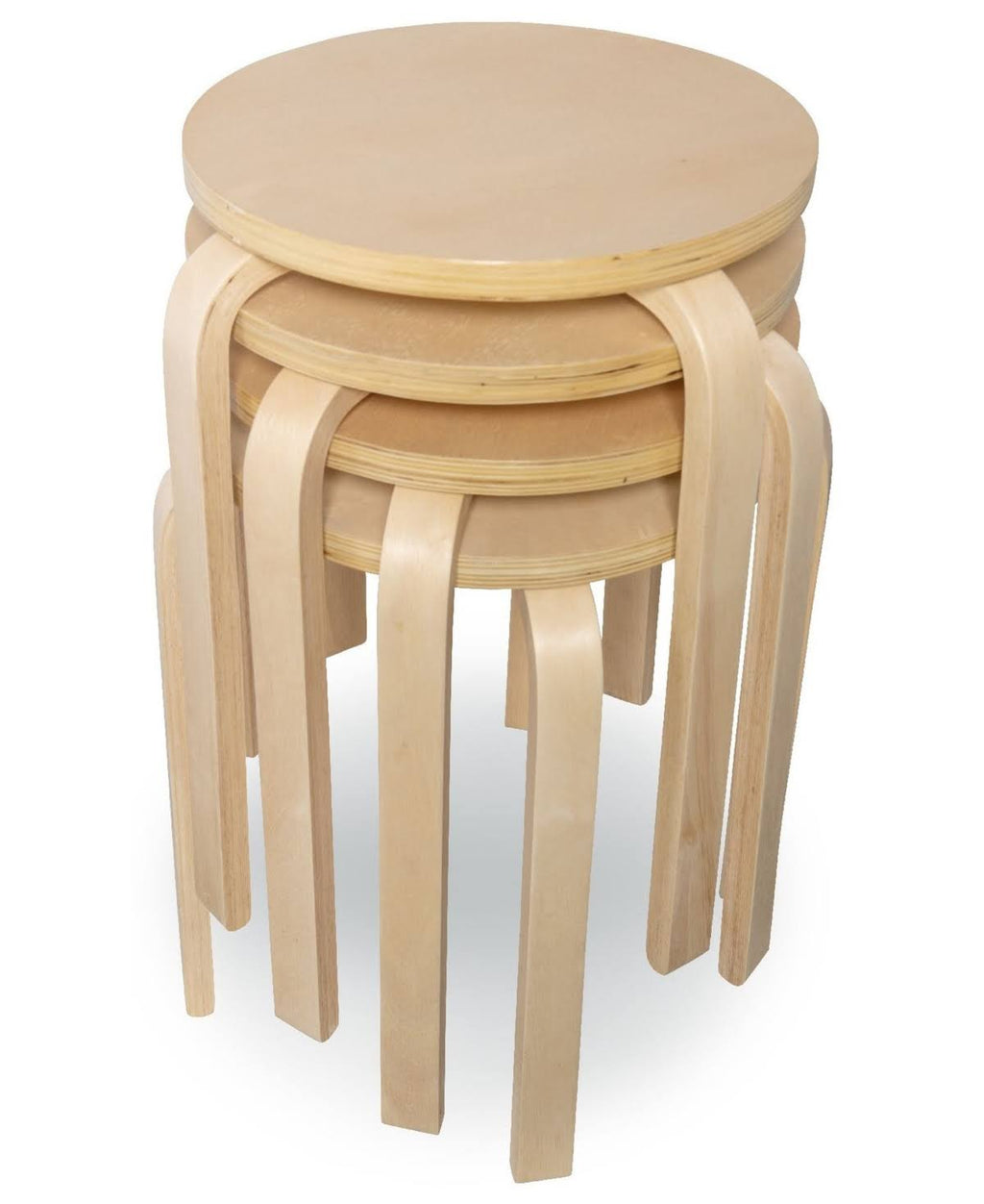 Natural Bentwood Stools, Set of 4 B5243