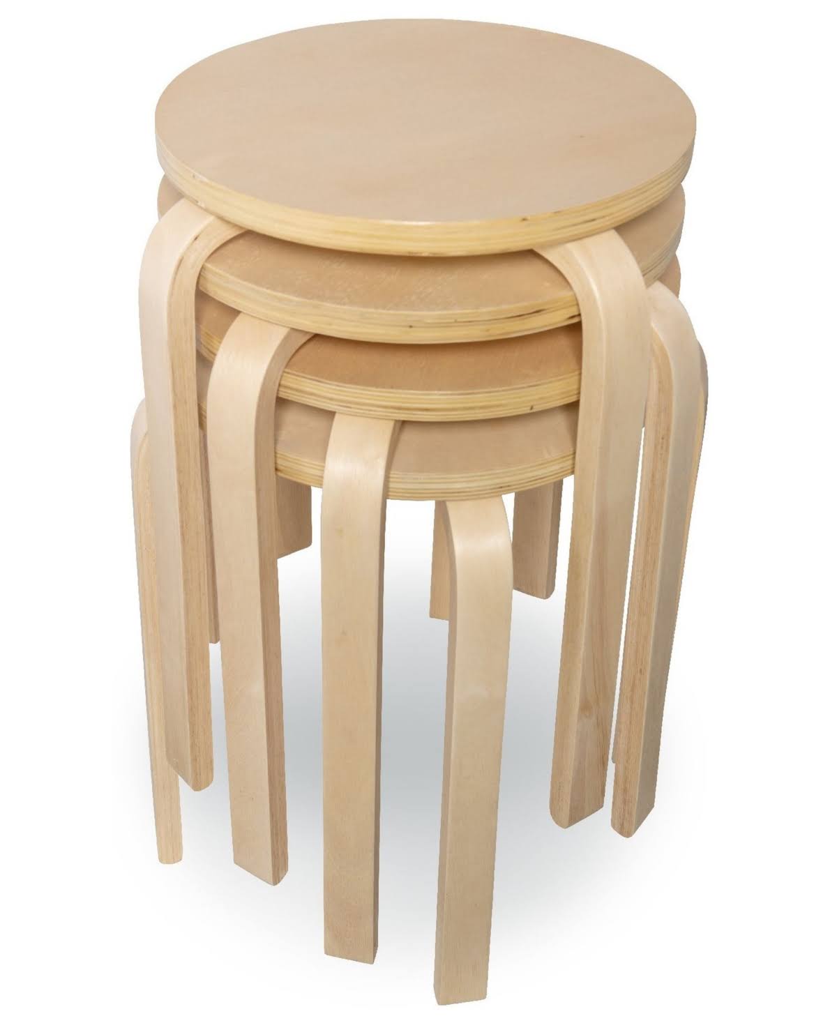 Natural Bentwood Stools, Set of 4 B5243