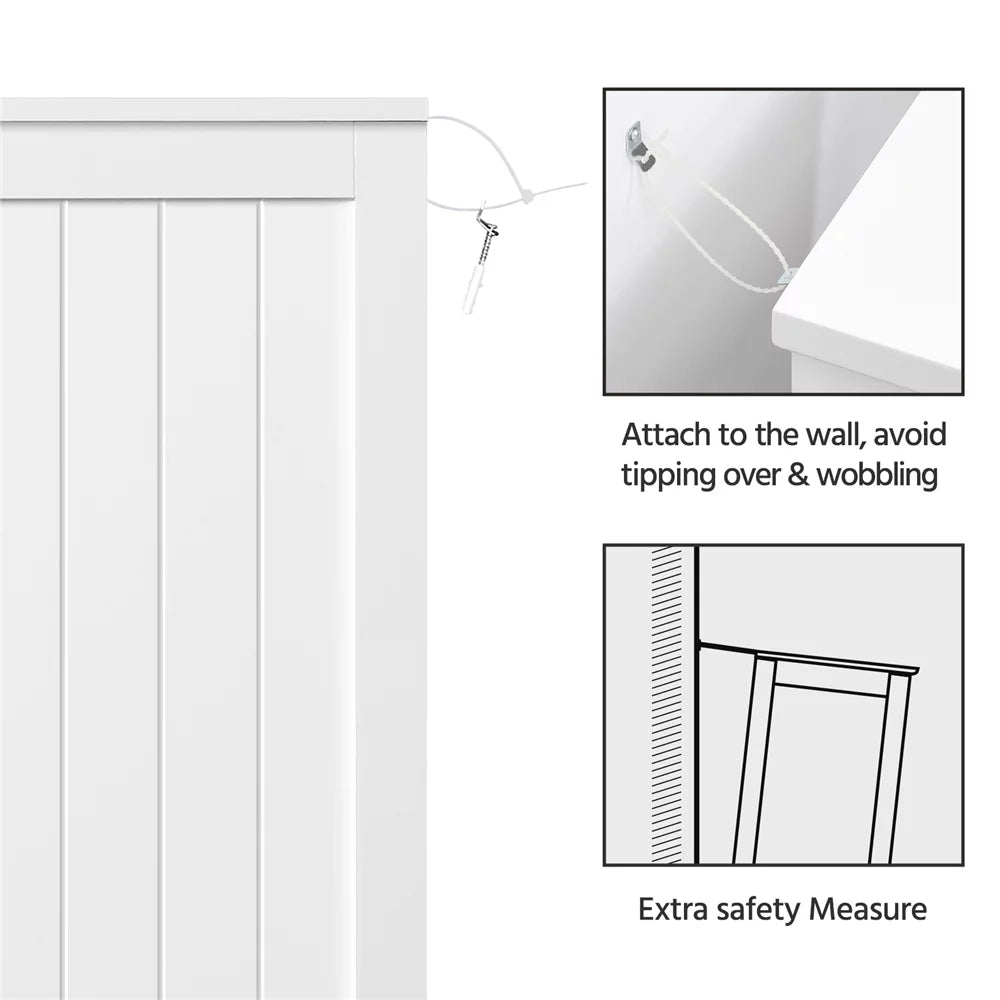 White 4 Drawer Wooden Bathroom Floor Cabinet J745
