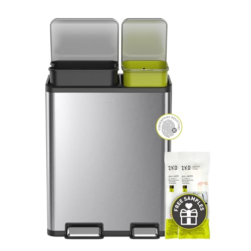 36L+24L Dual Stainless Steel Trash Can with Lid O540