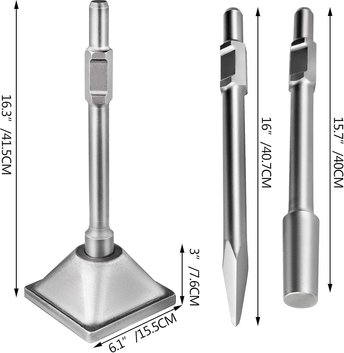 1-1/8" Tamper Shank Dirt Tamper 6x6" Compactor Plate with Electric Chisel Demolition Jackhammer Bits X6477