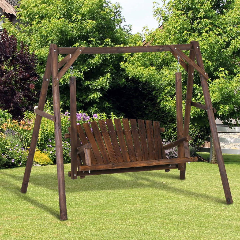 6.5 ft Outdoor Solid Wood Garden Swing X7387