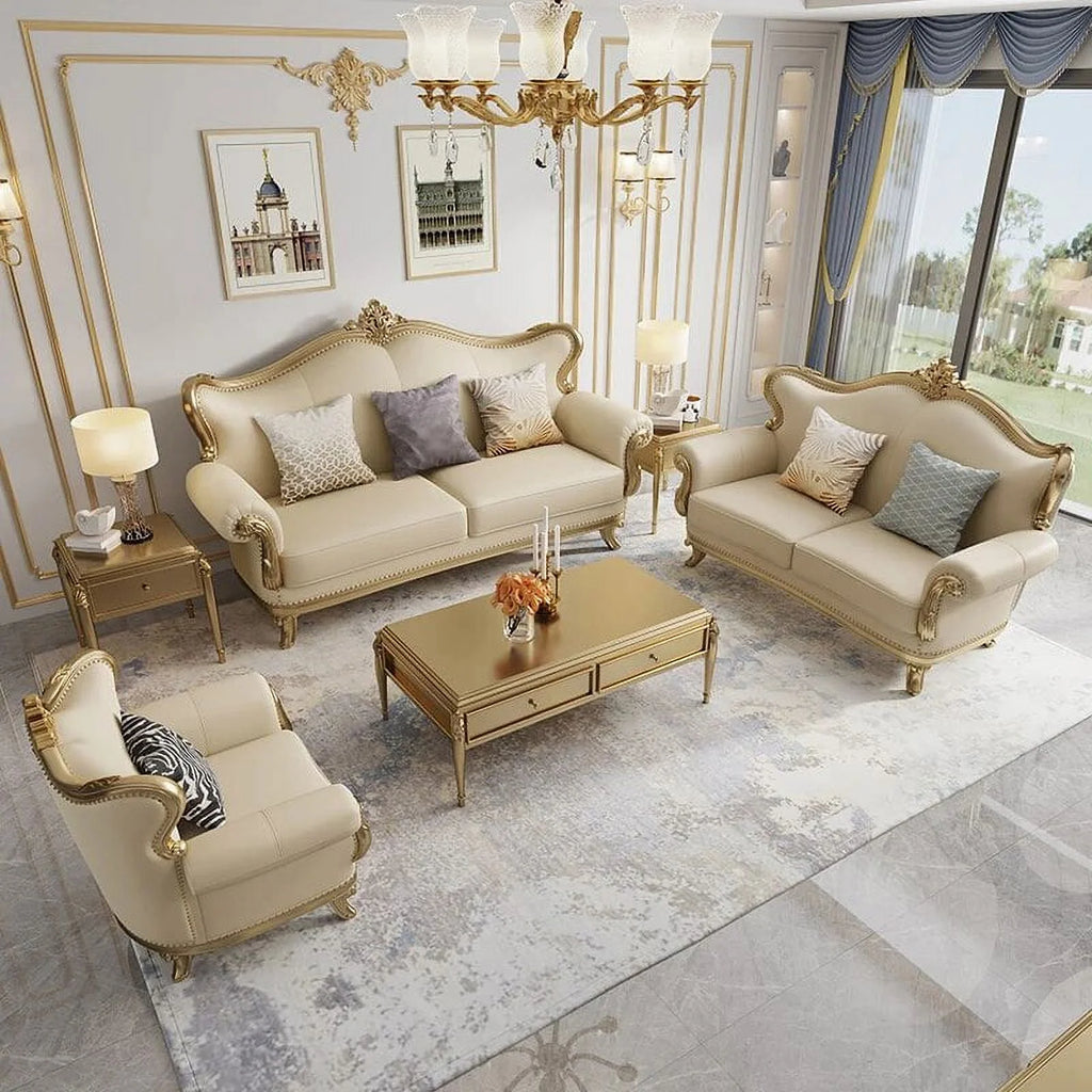 French Style Solid Wood Carved Sofa Set M443