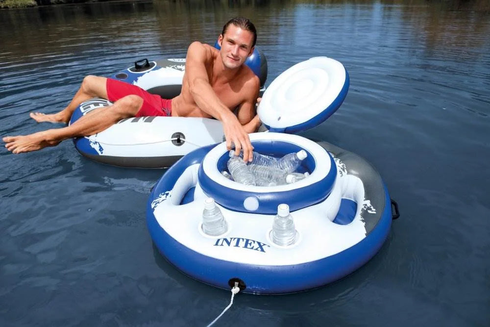 Inflatable Water Tube (2 Pack) and Inflatable Beverage Cooler I26864