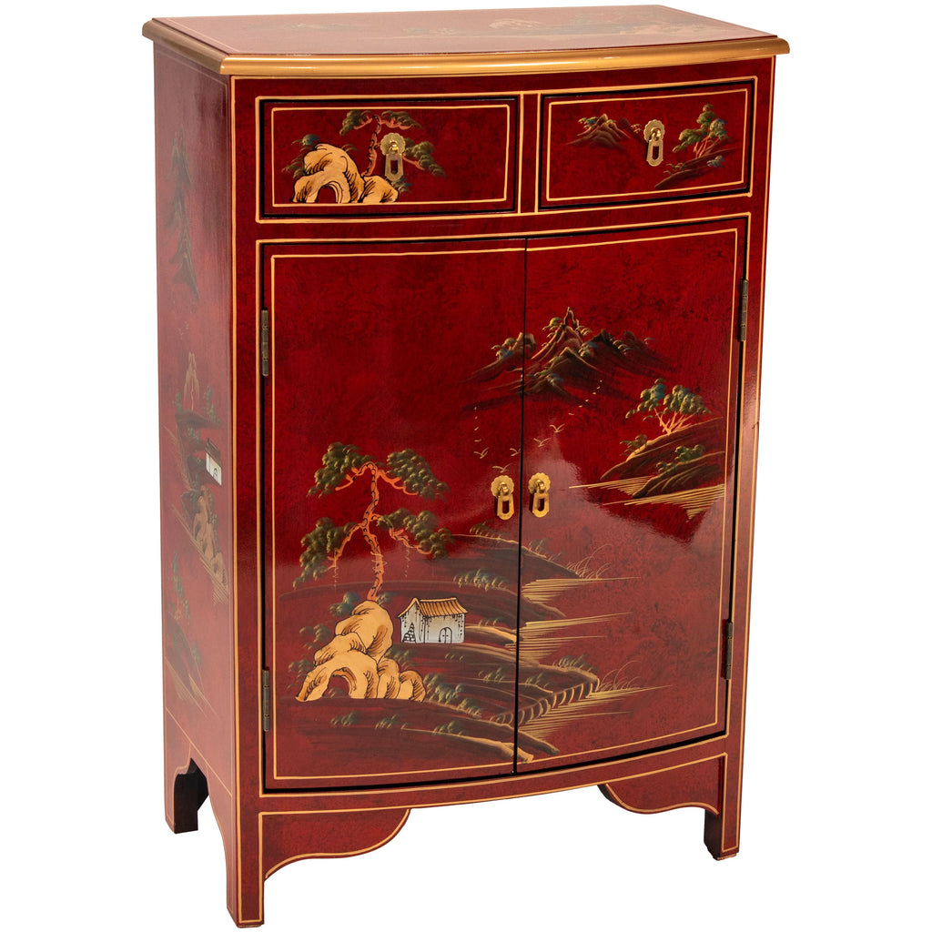 Red Lacquer Half-Round Cabinet M118