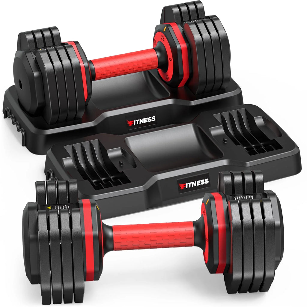 Adjustable Dumbbells Set with Tray, Black N972