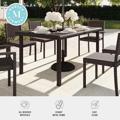 62" Indoor-Outdoor Patio Table with Faux Wood Top and Rattan Wicker Finish in Gray R610