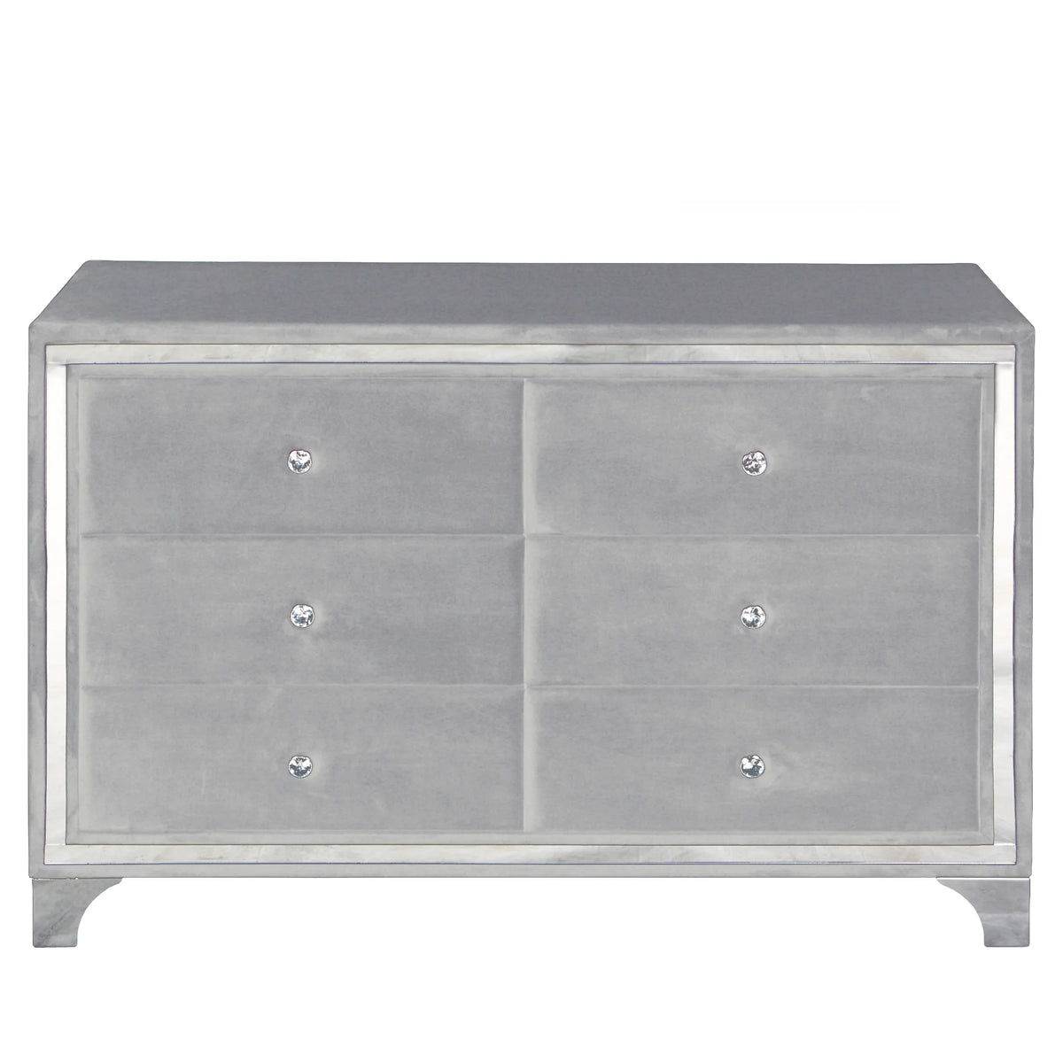 Gray Velvet Upholstered Double Dresser S689