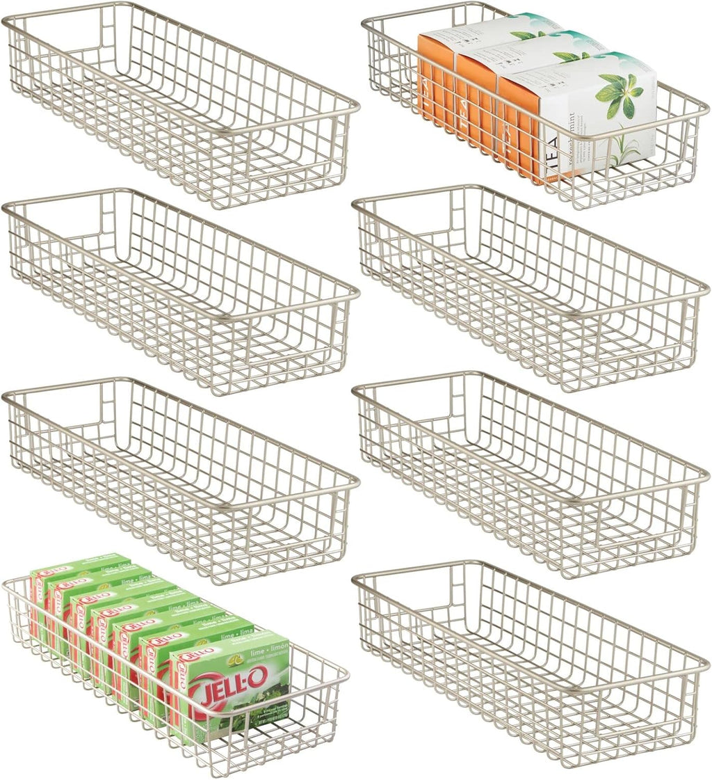 Bronze Metal Wire Food Organizer Storage Bin Basket with Handles, 8 Pack V77159