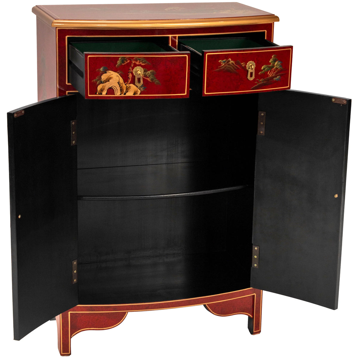 Red Lacquer Half-Round Cabinet M118