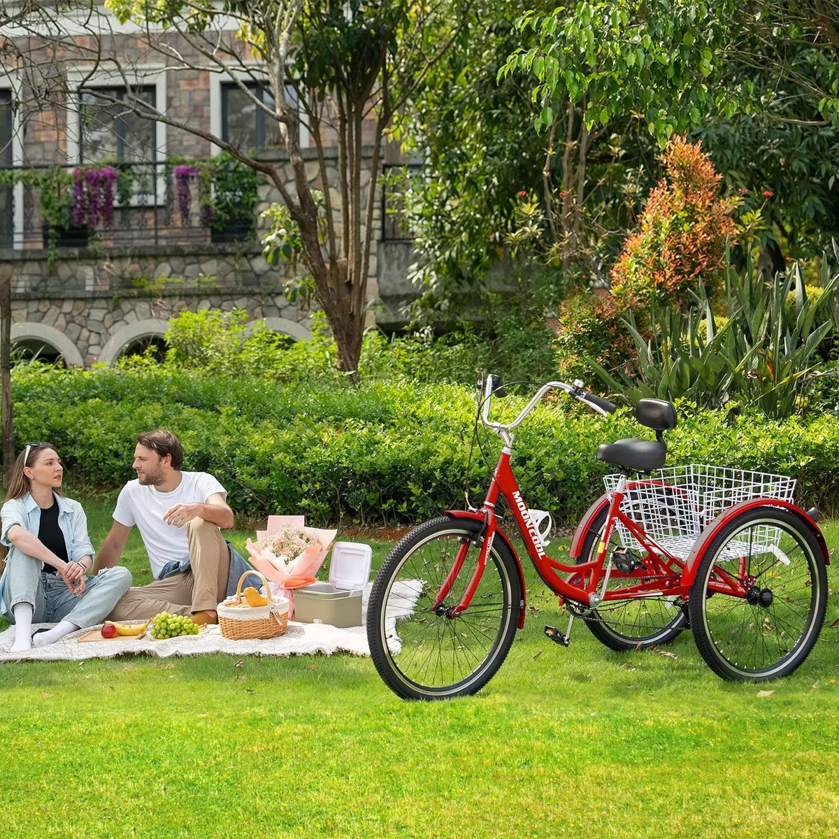 24" 7-Speed 3 Wheel Adult Tricycle with Basket K207