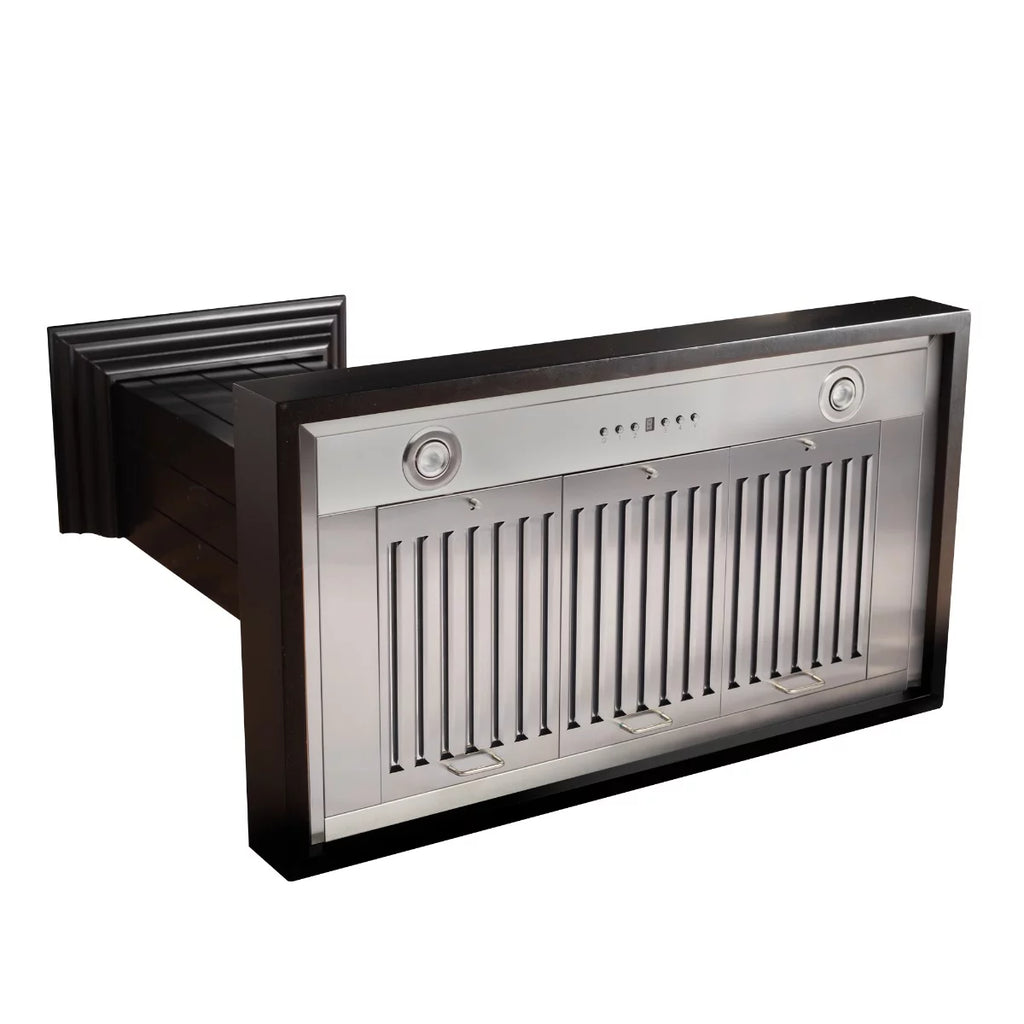 30 in. Black Wooden Wall Mount Range Hood D7588