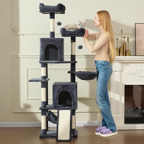 70-Inch Light Gray Cat Tree Tower with Hammock X717