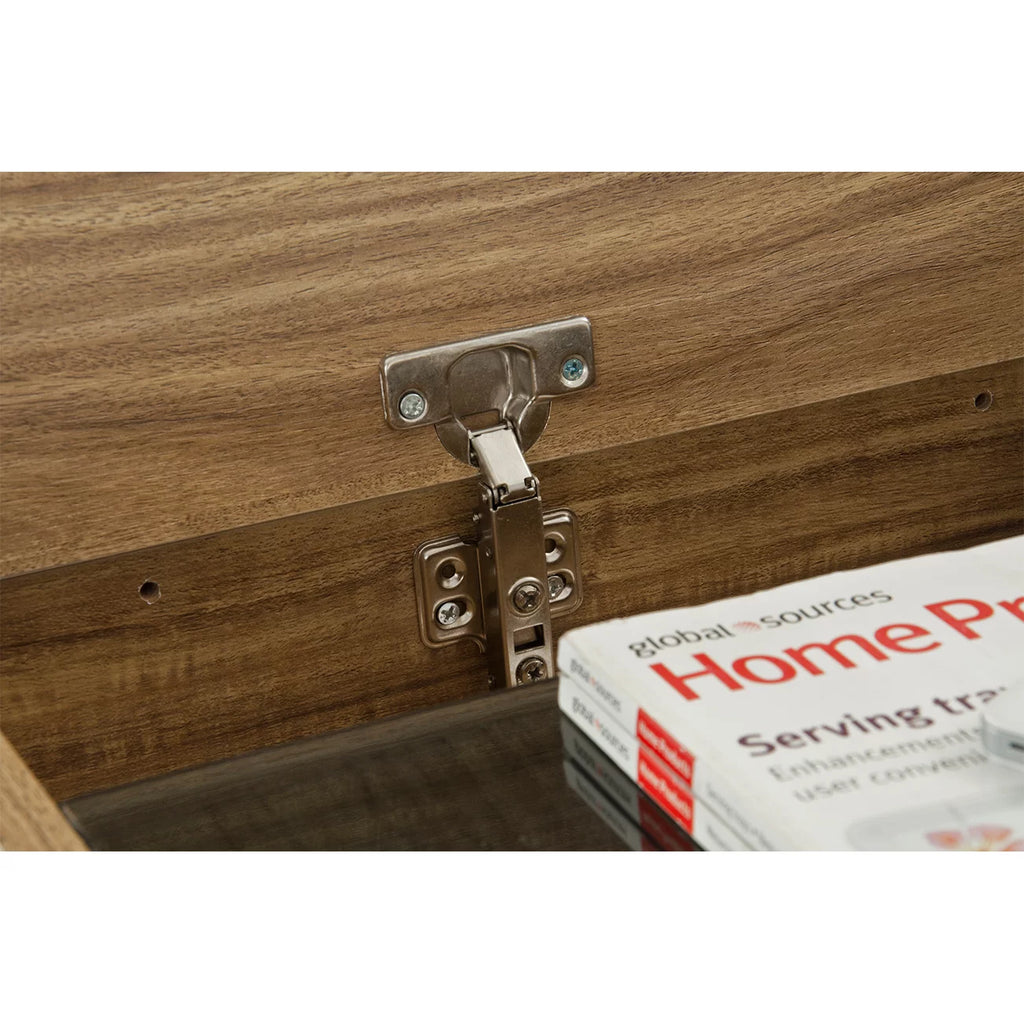 Compact Computer Desk with Storage, Walnut J709672