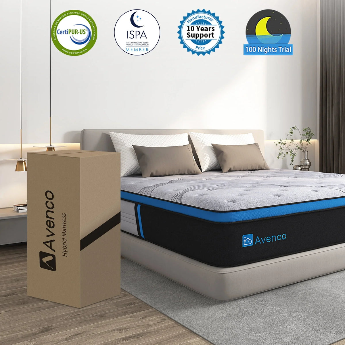 Queen Size 12-Inch Hybrid Gel Memory Foam Pillow Top Mattress V734
