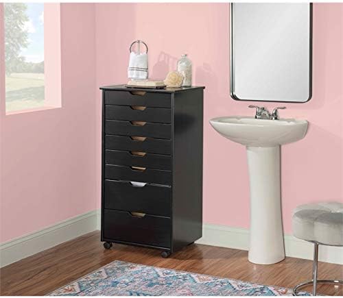 Black 8 Drawer Wood Dresser B8023