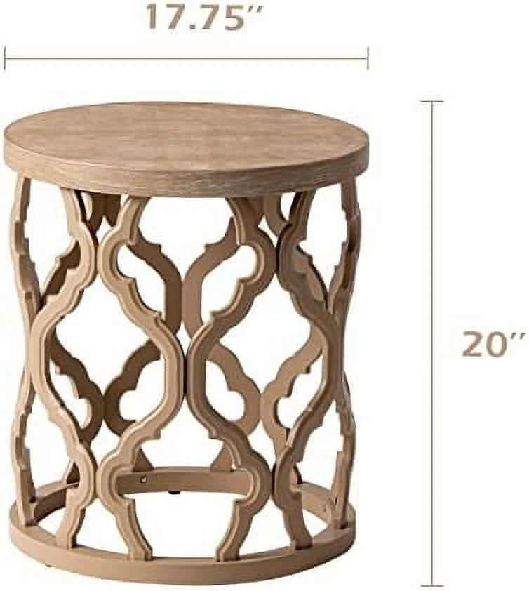 Round Black Distressed Wood End Table C708737