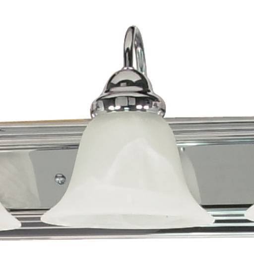 Polished Chrome 7 Light Bath Sconce with Alabaster Glass Bell Shade V3981