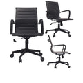 Mid Century Black PU Leather Office Chair with Arms and Wheels H89615