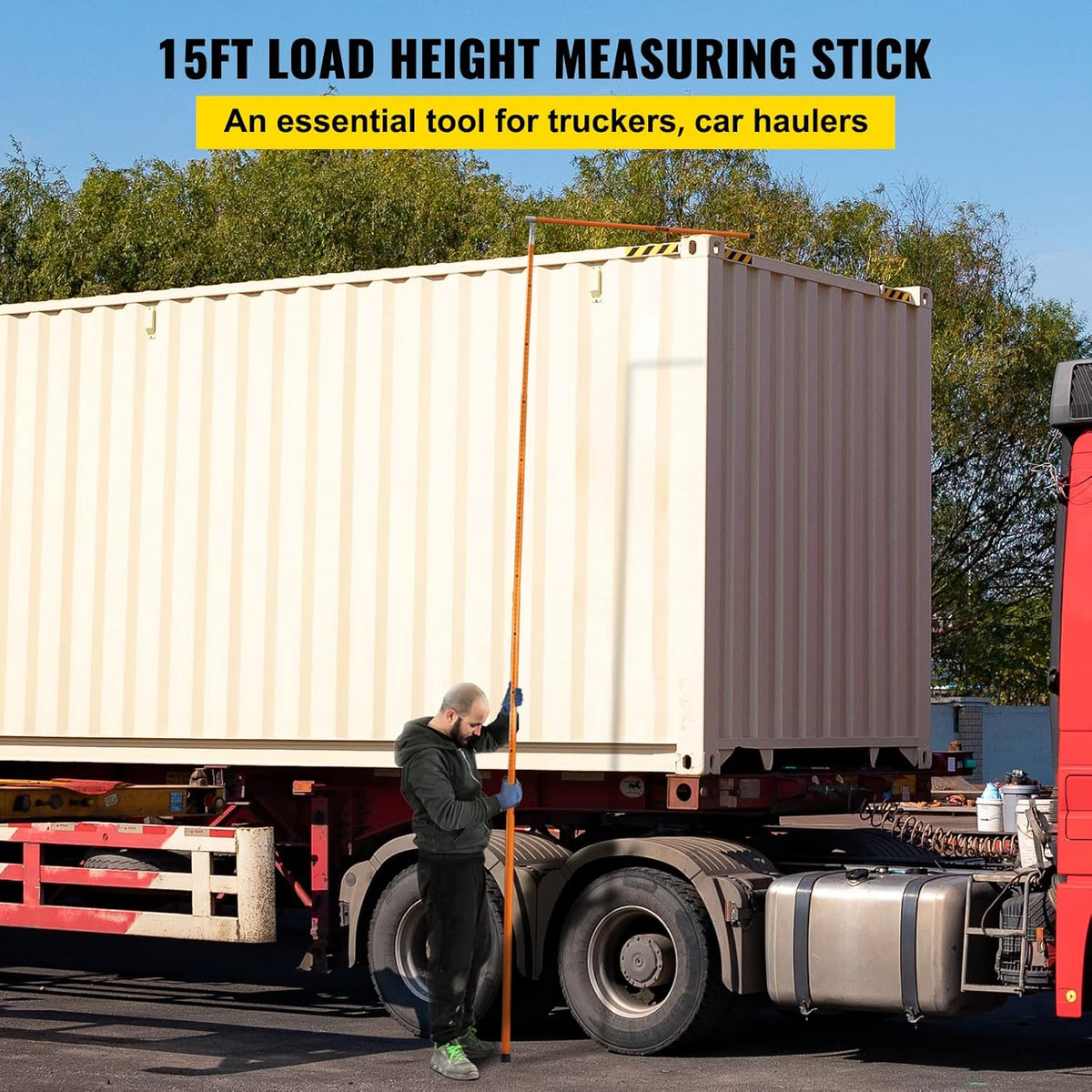 15' Fiberglass Truck Height Measuring Stick with Carrying Bag X6765