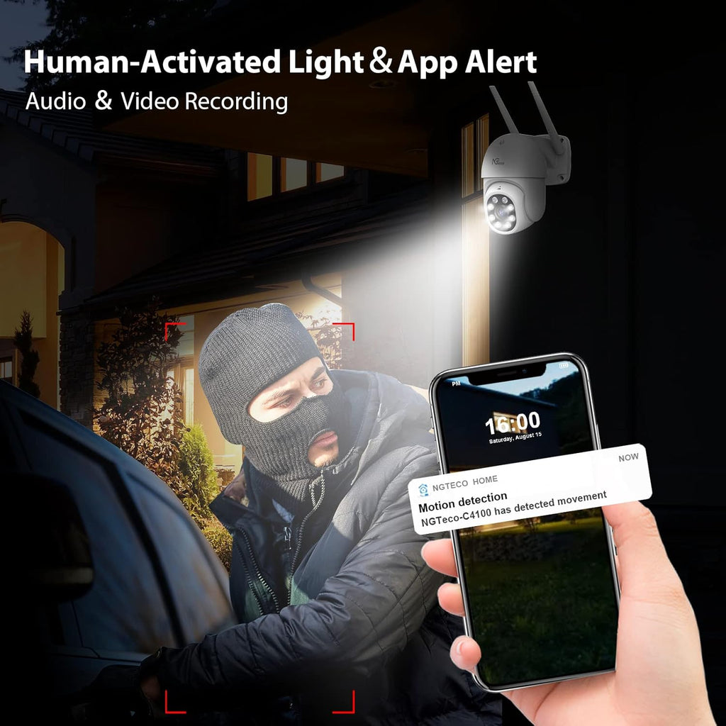 2K WiFi Security Camera with Spotlight Night Vision N806393