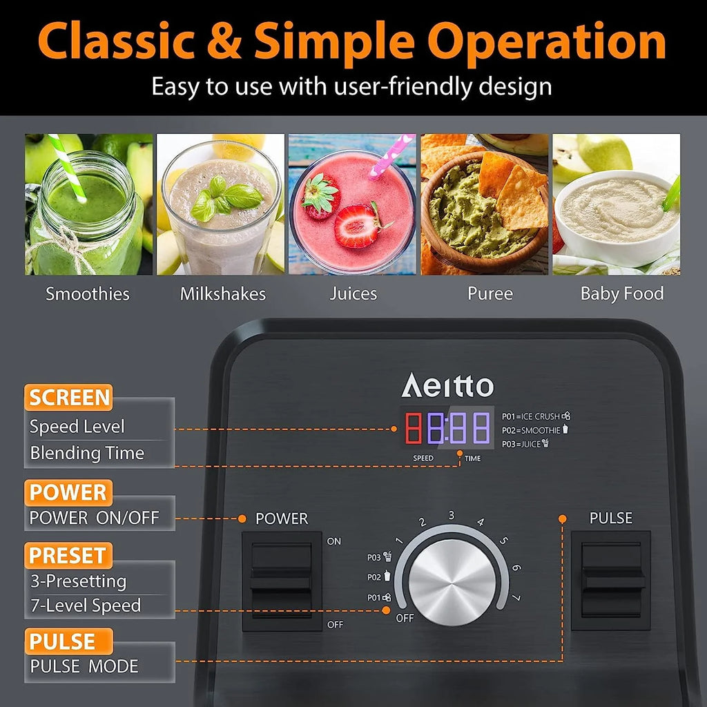1500-Watt 68 Oz Silver Countertop Blender I431
