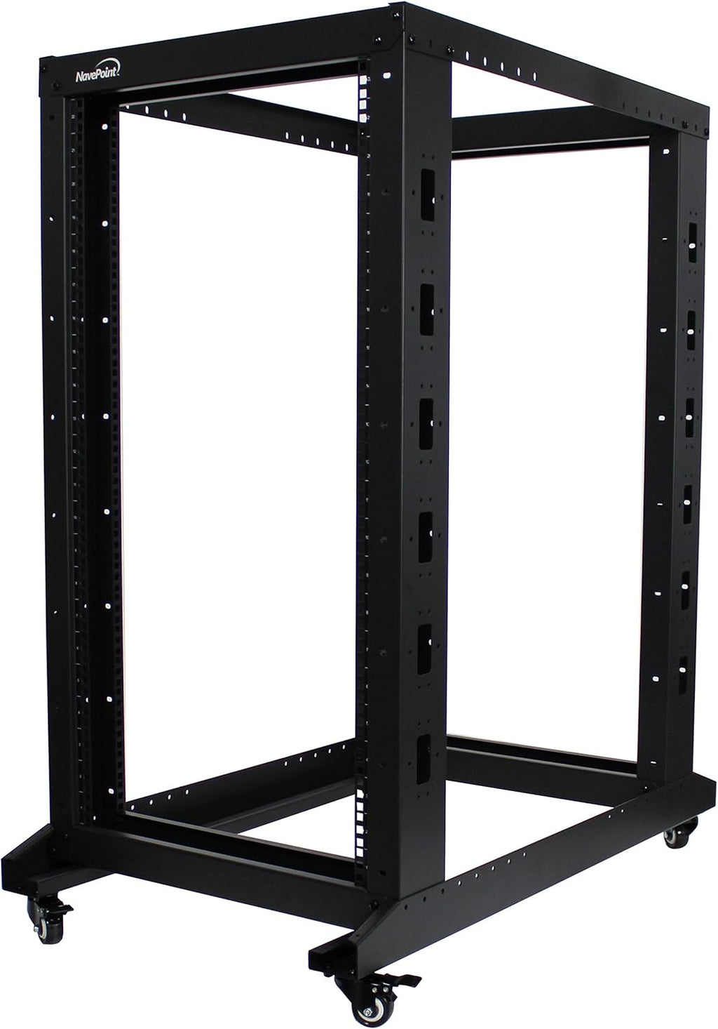 22U 4-Post Open Frame Server Network Rack with Casters Black V24411