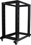 22U 4-Post Open Frame Server Network Rack with Casters Black V24411