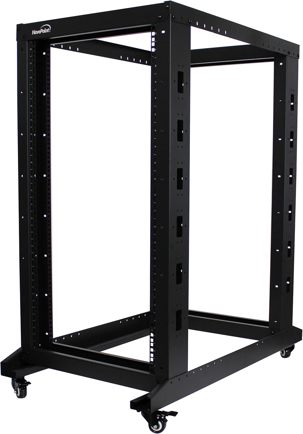 22U 4-Post Open Frame Server Network Rack with Casters Black V24411