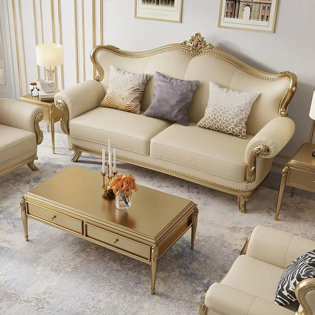 French Style Solid Wood Carved Sofa Set M443