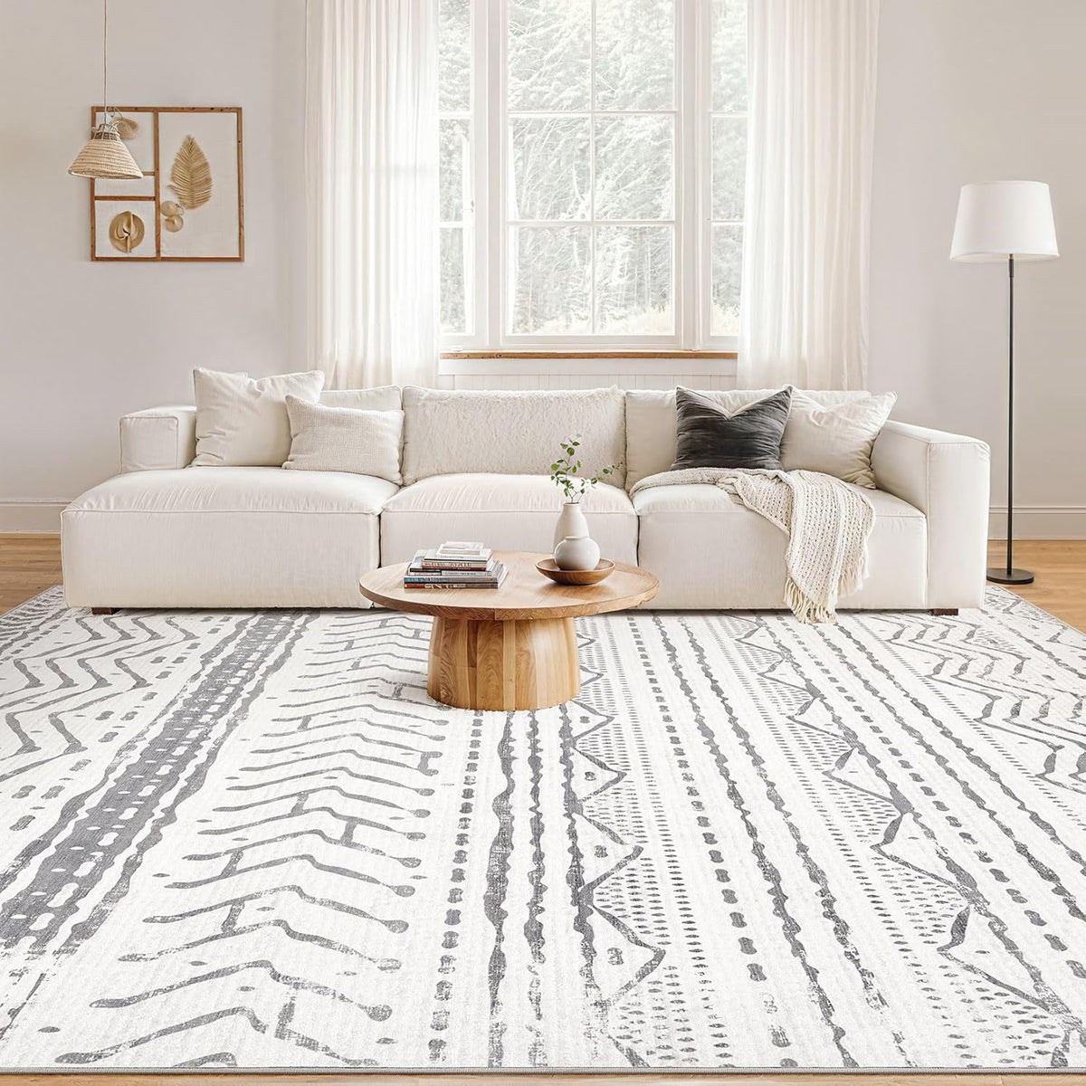 Grey 9x12 Machine Washable Area Rug F4590