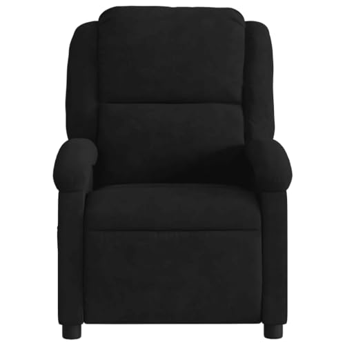 Black Velvet Massage Recliner Chair with Adjustable Footrest and Headrest Q9802