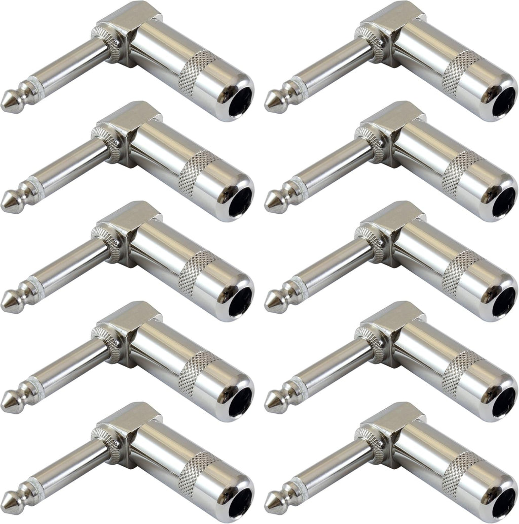 1/4 Inch TS Mono Right Angle Plugs 10 Pack I360