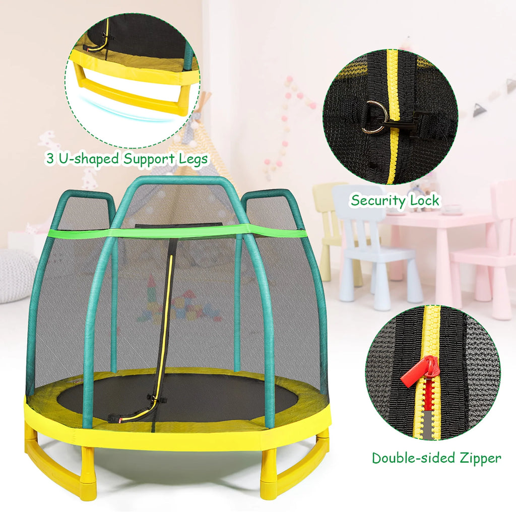 7FT Kids Trampoline with Safety Enclosure Net I36074