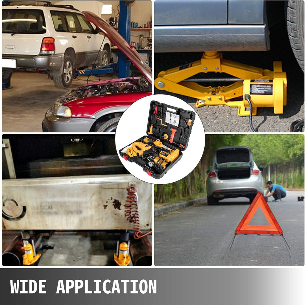 Electric Car Jack 3 Ton 6600LBS 12V DC with Electric Impact Wrench and Inflator Pump C28886