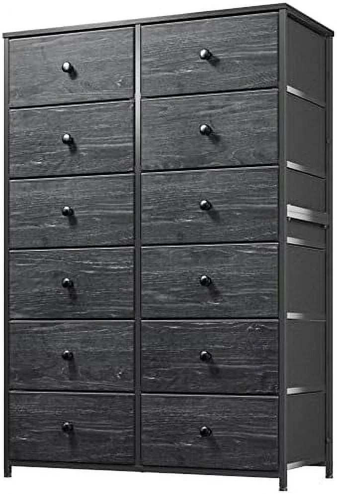 12 Drawer Dresser with Wooden Top & Metal Frame L58518