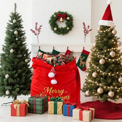 Large Velvet Christmas Santa Bags with Drawstring G8999